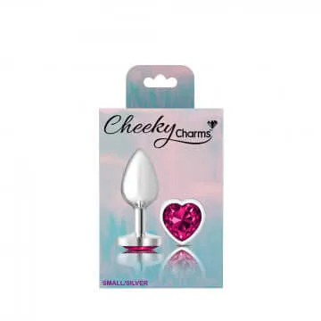 Cheeky Charms Heart Bright Pink Small Silver Butt Plug Viben Anal