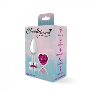 Cheeky Charms Heart Bright Pink Small Silver Butt Plug Viben Anal