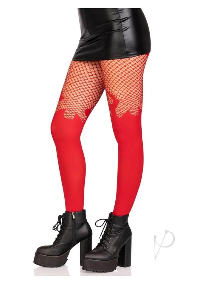 Leg Avenue Inc Opaque Flame Tight Fishnet Top Os Red Vibrators