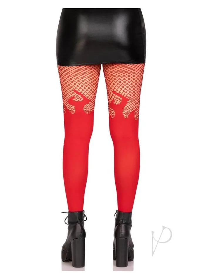 Leg Avenue Inc Opaque Flame Tight Fishnet Top Os Red Vibrators