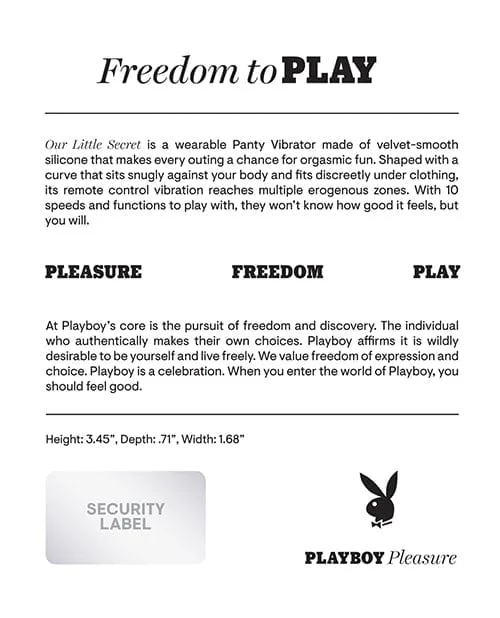 Playboy Female Sex Toys Playboy Pleasure Our Little Secret Panty Vibrator Acai Playboy Female Sex Toys Playboy Pleasure Our Little Secret Panty Vibrator Acai