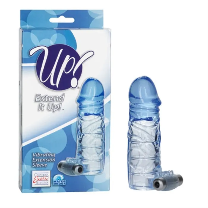 Up Extended It Up Vibrating Extension Sleeve Blue CalExotics Male Sex Toys Up Extended It Up Vibrating Extension Sleeve Blue CalExotics Male Sex Toys